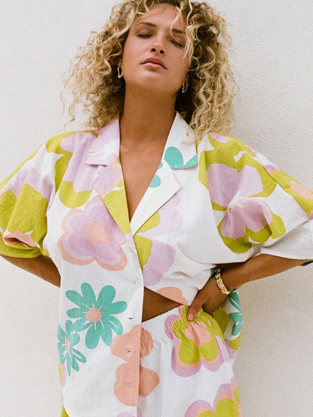 SABO Seona Top and Shorts Matching Set Bubblegum Floral Tropical Print Size S/M - Picture 2 of 16
